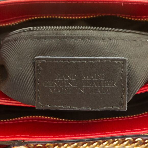 Big Red Purse Large Satchel Bag ITALIAN LEATHER Crossbody Handbag - Picture 13 of 13